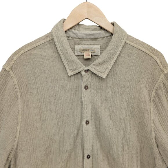 Carbon 2 Cobalt Dunes Shirt Mens Beige Textured Knit Short Sleeve Size XL - Picture 3 of 7